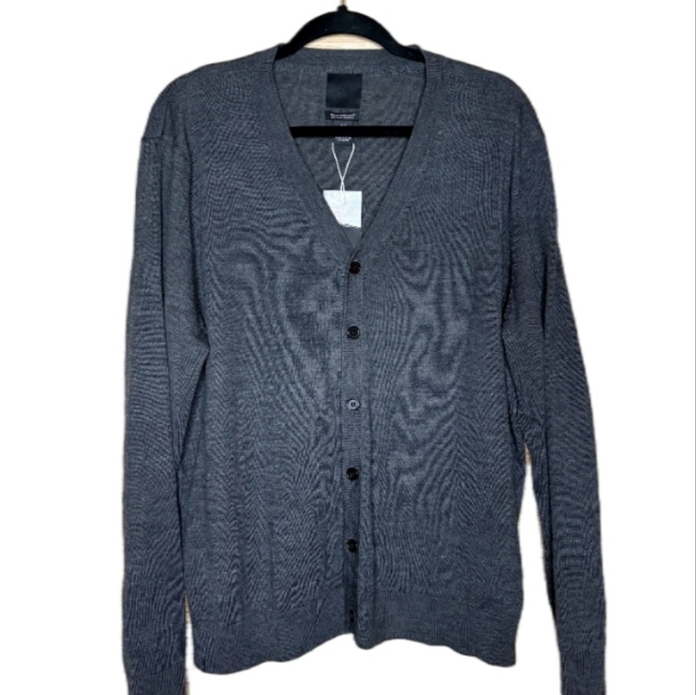H&M Gray Men's Merino Wool Cardigan Size XL Nwt